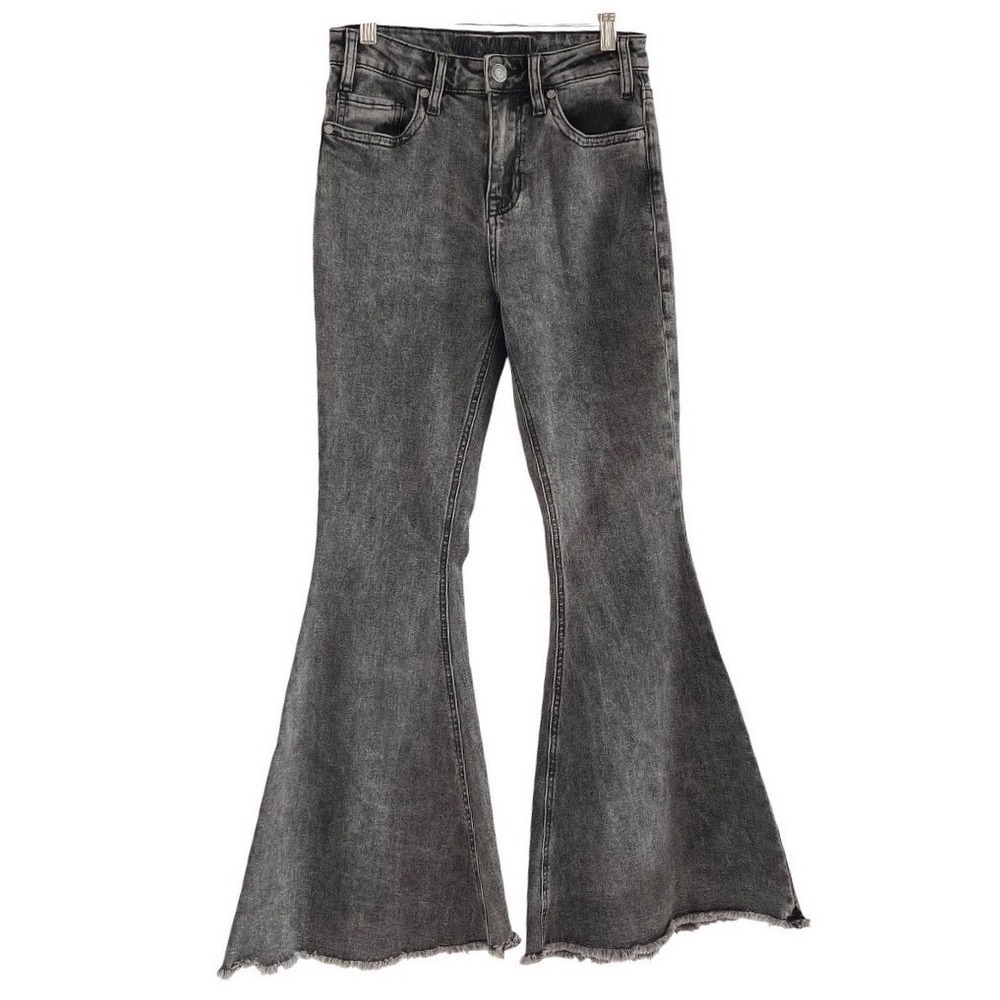 Rock & Roll Denim Bell Bottom Jeans Womens 26 Black Excellent High Rise Flare - Picture 3 of 15